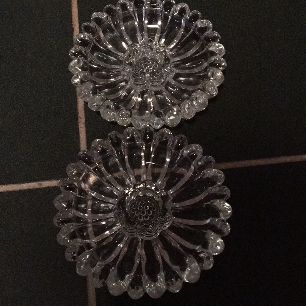 Jeanette Glass Sunflower Taper Holder Pair Candlesticks